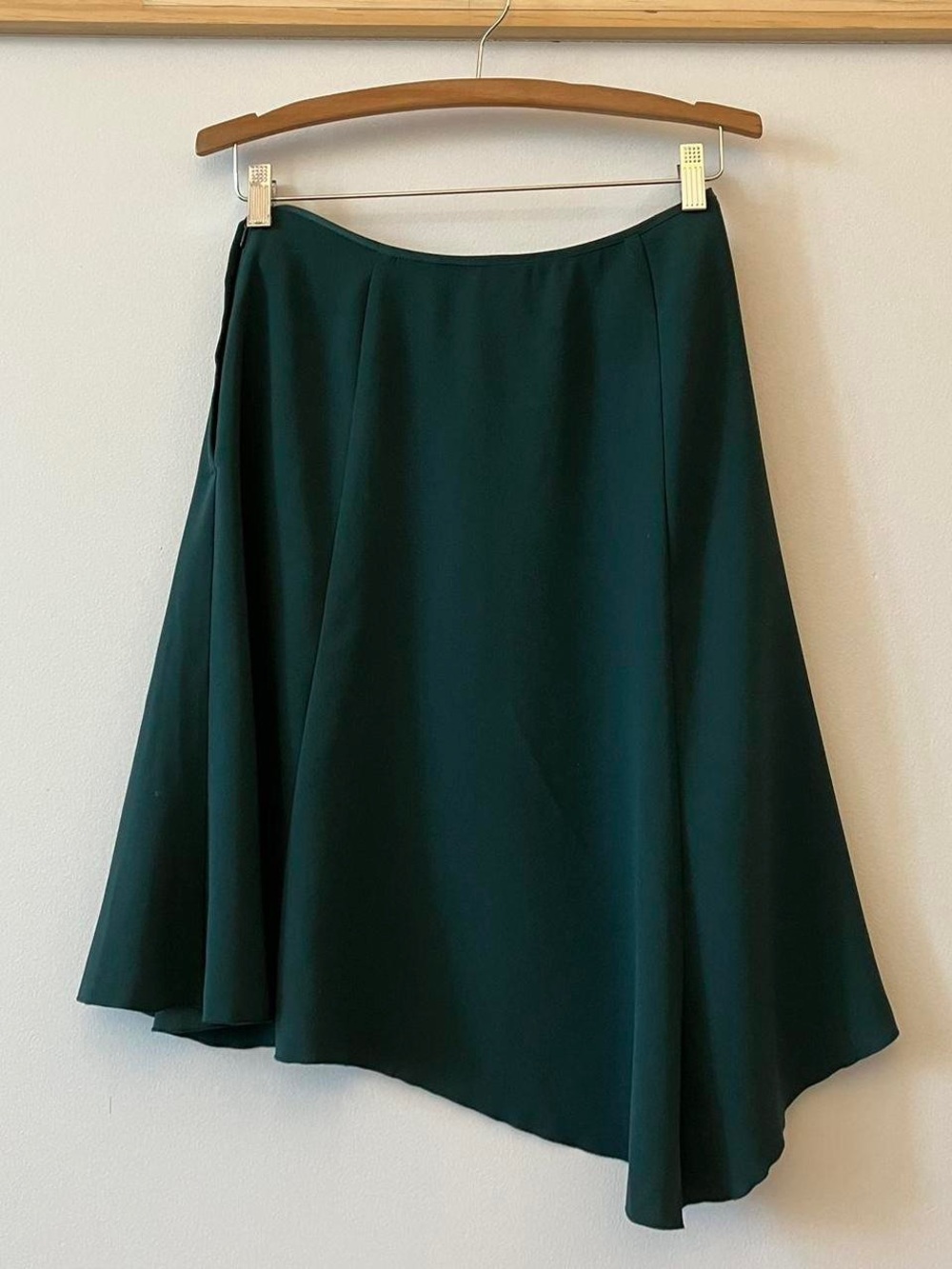 Dark Green Asymmetric Midi Skirt